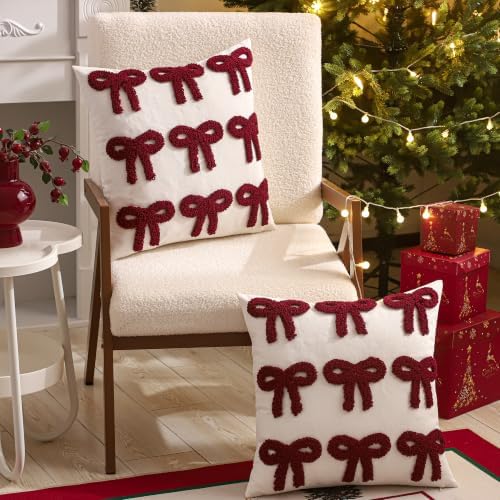 Christmas Red Bows Throw Pillow Cover 18 x 18 Set of 2 - Image 5