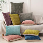 FIFU 22x22 Inch Throw Pillow Covers Set of 2, Jacquard Velvet, Taupe - Image 6