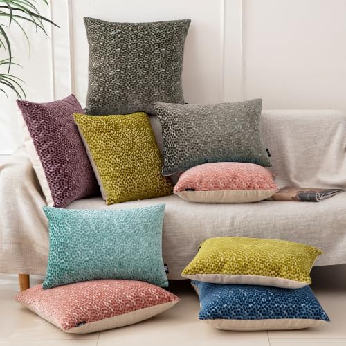 FIFU 22x22 Inch Throw Pillow Covers Set of 2, Jacquard Velvet, Taupe - Image 6