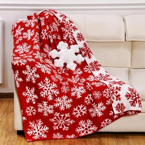 FuWeave 2 Pcs Christmas Snowflake Throw Blanket and Pillow Set, 50 x 60 in - Image 2