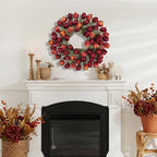 24" Tulip Fall Wreath for Front Door Real Touch Fade-Resistant - Image 2