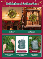 rightown 24 Inch Pre-Lit Artificial Christmas Wreaths for Front Door, Battery Operated Christmas Wreath with 50 LED Lights - Image 5