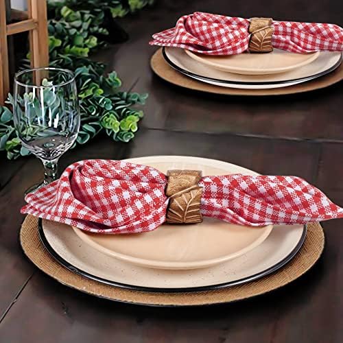 Native Fab Red Gingham Mini Check Cloth Dinner Napkins - 16x16 inches, Set of 12, Soft, Absorbent, Cotton Napkins - Reusable Fabric Napkins for Everyday Use, Lunch, Wedding, Gift, Christmas - Red - Image 3