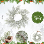 Christmas Placemats Set of 6 Artificial Powder Snow Wreath Charger - Image 2