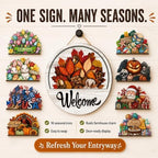 16 Pcs Interchangeable Welcome Sign for Front Door, 12 Inch Wooden Round Door Hanger with 15 Magnetic Seasonal Icons, Farmhouse Porch Entryway Decor for Holiday & Year Round，2Set - Image 5