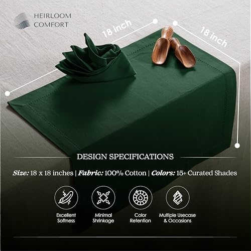 Forest Green Cloth Napkins 18x18 Inch - 12 Pack - 100% Cotton, Soft, Durable, Absorbent, Washable, Reusable - Hemstitch Mitered Edges - Perfect for Weddings, Fall, Dinner, Everyday - Image 5