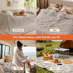 Bedsure Extra Soft Large Fleece Blanket for Bed Beige 120"x120" - Image 3
