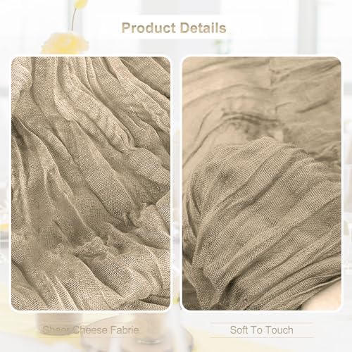 10 Pack Khaki Cheesecloth Table Runner 35x120 Inch 10Ft Rustic Gauze Cheese Cloth Table Runner Sheer Cheesecloth Table Runners for Wedding Party Bridal Shower Decoration - Image 2