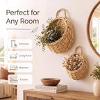 Chumia 2 Pack Wicker Wall Hanging Baskets for Plants, 14" and 8" - Image 3