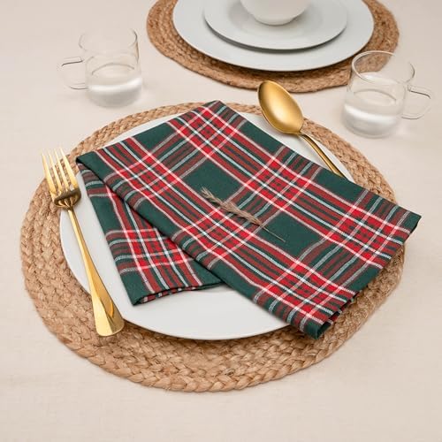 Blue Needles Gingham Buffalo Plaid Cotton Dinner Napkins Set of 12-18"x18" - Image 2