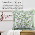 CPC Olive Green Ruffle Throw Pillow Covers for Couch, 18x18 Inch Cotton Stripe Ruffle Couch Pillows for Living Room, Hidden 14 Inch Zipper Boho Pillow Case or Cute Outdoor Pillows - Image 4
