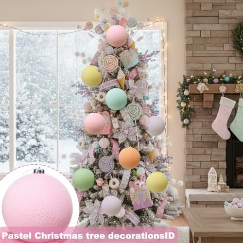 Gejoy 6 Pcs Frosted Pastel Christmas Decor 5.9'' Oversized Xmas Tree Balls - Image 6