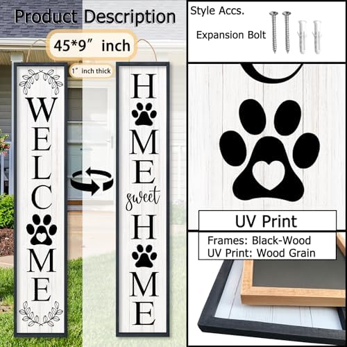 Outdoor Welcome Sign Front Porch Door Decor, 45"X9" Black - Image 2