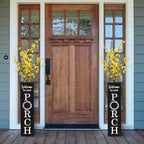 Glitzhome 2Pcs Wooden Welcome Porch Sign, Rustic Double Sided Box-shaped "WELCOME, PORCH" Porch Sign for Front Porch Decor, Black, 30"H - Image 7