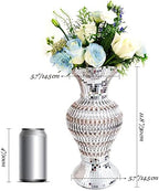 Silver Ceramic Flower Vase with Rhinestones, 12-Inch Home Decor - Image 2