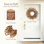 24in Fall Wreaths for Front Door Handcrafted Paper Flower Wreath - Image 3