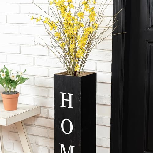 Glitzhome Set of 2 Wooden Welcome Porch Sign, Rustic Double Sided Box-shaped "WELCOME, HOME" Porch Sign for Front Porch Decor, Black, 30"H - Image 5