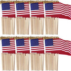 Shimeyao 80 Pack 12x18 Inch Small American Flags on Stick with Wood Pole by Shimeyao