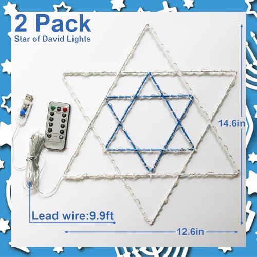 Hanukkah Chanukkah Decorations Window Lights, Star of David 80Led-2Pack - Image 6