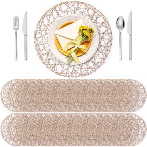 Threehoney Paper Braided Round Placemats, Set of 36, Sand, 13 in by Threehoney