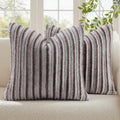 decorUhome Fall Faux Fur Throw Pillow Covers 26x26 Set of 2 Brown White by decorUhome