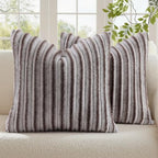 decorUhome Fall Faux Fur Throw Pillow Covers 26x26 Set of 2 Brown White by decorUhome