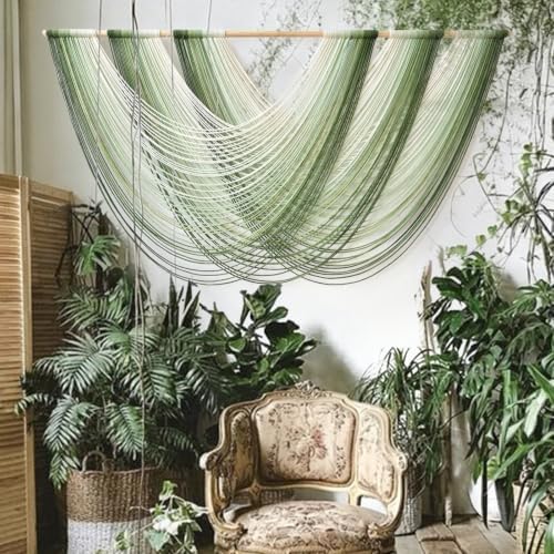 Macrame Wall Hanging Large Dip Dyed Boho Green Wall Art Decor 57"W*31"L - Image 3