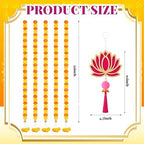 11 Pcs Diwali Decoration 5 Pcs 4.92 ft Marigold Garland Decoration with String Light 6 Lotus Hanging Ornament Indian Decor for Pooja Artificial Marigold Garlands for Wedding Home Temple Party Decor - Image 2