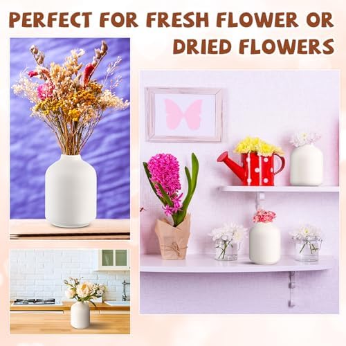 Tioncy 30 Set 3.9"*2.76" White Ceramic Bud Vases Bulk Valentine's Day Decoration Boho Wedding Centerpieces White Ceramic Vases for Dry Flowers Pampas Grass Home DIY Wedding Table Decor (Stylish) - Image 6