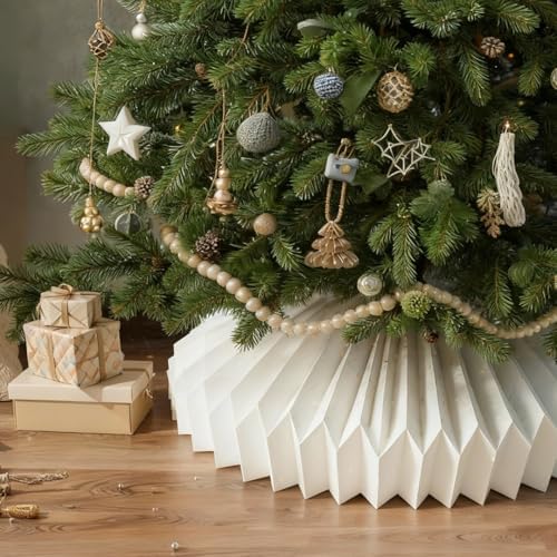Honeycomb Christmas Tree Collar White Foldable Paper Base Cover Decoration by JOICEE