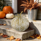 Metallic Fall Pumpkin Decor, Handcrafted Harvest Autumn Table Accent - Image 4