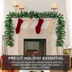 Best Choice Products 9ft Pre-Lit Holiday Pre-Decorated Christmas Garland for Stairs, Fireplace, Decoration w/PVC Tips, 50 Lights, Pine Cones, Berries - Semi-Flocked - Image 6