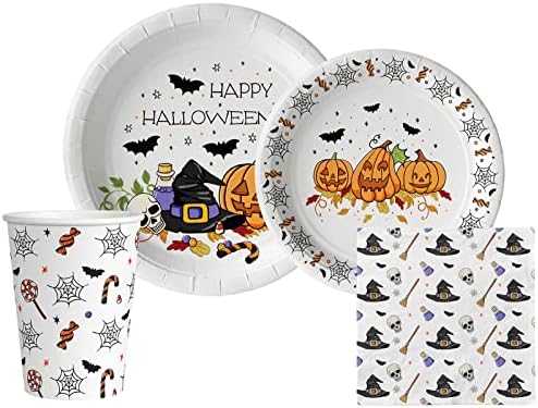 Halloween Fun Tableware Pack: Disposable Paper Plates, Napkins and Cups Set for 20 - Image 2