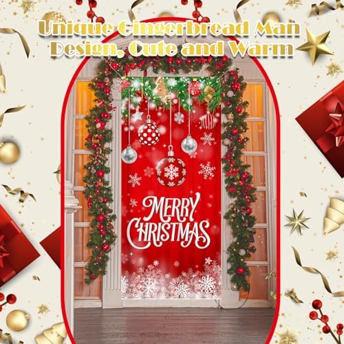 Preboun 6 Pcs Christmas Door Cover Decoration Merry Christmas Happy New Year Door Decorations Red for Home Wall Indoor Party Decorations 78 x 35 Inches - Image 5