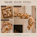 Fall Decor Garland with Lights, 6Ft, 30 Warm LED, White Pumpkins - Image 6