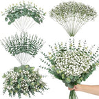 Serwalin 50PCS Mixed Eucalyptus Stems with Baby's Breath Greenery by Serwalin