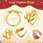 100 Pcs Gold Napkin Rings Bulk, Leaf Napkin Ring Holders - Image 3