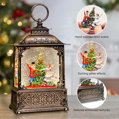 Christmas Snow Globes Lantern with The Nutcracker Music, Nutcracker Snow Globe with Swirling Glitter Effects, USB/Battery Powered with 6-Hour Timer, Christmas Decorations - Image 6
