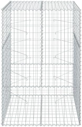 vidaXL Gabion Basket with Cover 39.4"x39.4"x59.1" Galvanized Iron - Image 5
