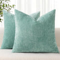 decorUhome Soft Chenille Aqua Haze Throw Pillow Covers 24X24 Set of 2 by decorUhome