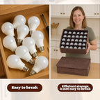 2 Pcs Light Bulb Organizer Storage Box Ornament Storage with 30 Dividers Foldable Bulbs Organizer with Lid Sturdy PP Board Fits Various Standard Dustproof Fabric Case for Home Vbs (Coffee) - Image 6