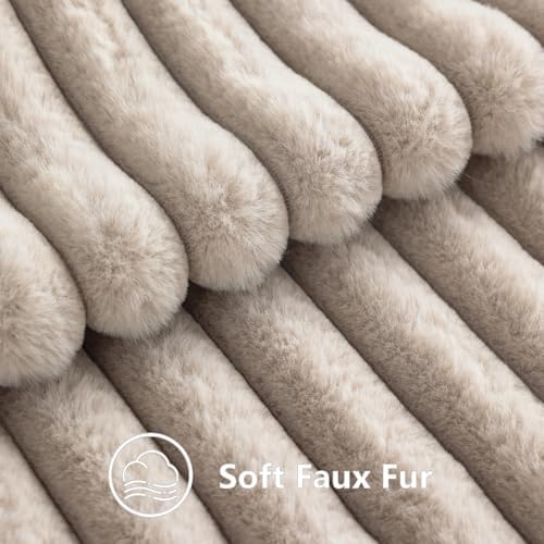 decorUhome Fall Faux Fur Throw Pillow Covers 26x26 Set of 2 Tan - Image 3