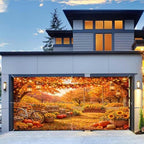 16X7Ft Fall Garage Door Banner Autumn Pumpkin Hanging Backdrop Hay Leaves Door Cover Fall Thanksgiving Wall Decorations Photo Background for Home Party Outdoor Yard Holiday by JAWO