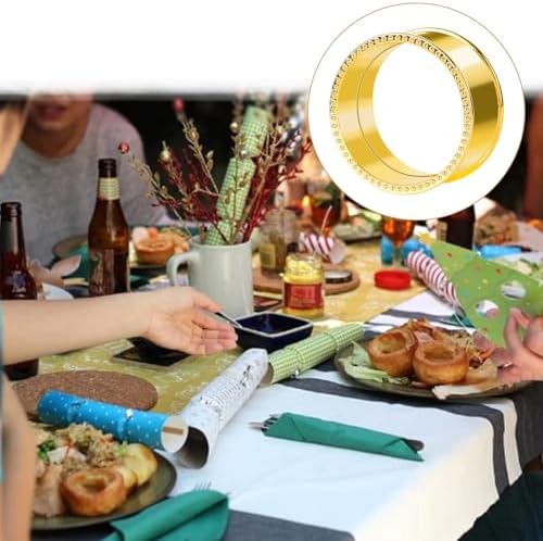 20 Pcs Stainless Steel Bead Side Napkin Rings Gold - Image 4