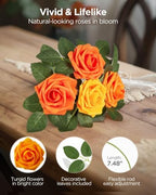 InnoGear Artificial Flowers, 100 Pcs Shades of Orange Rose Foam Fake Roses Bulk with Stems for Autumn Fall Decoration DIY Wedding Bouquets Centerpieces Bridal Shower Party Christmas Tree - Image 2