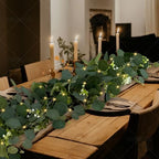 Eucalyptus Garland with Lights, 4 Packs 6FT Green Flower Garland Decor, Artificial Faux Eucalyptus Leaves Greenery Vines for Table Runner Wedding Centerpieces Backdrop Decorations (Warm Color) - Image 4
