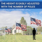 ZMTECH 7 FT Flag Pole in Ground, Heavy Duty Flag Pole Holder for Outside House with 5 Pronges Base, Extra Thick Flag Pole Kit for Yard Outdoor Garden Decor Residential Commerical Silver - Image 6