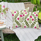 Alysheer Floral Embroidered Throw Pillow Cover 18"x 18" Set of 2, Hot Pink - Image 3