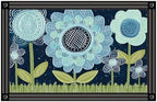 Studio M MatMates Decorative Folk Art Floral Floor Mat Insert Indoor or Outdoor Doormat Recycled Rubber Backing 18 x 30 Inch Blue Flowers - Image 4