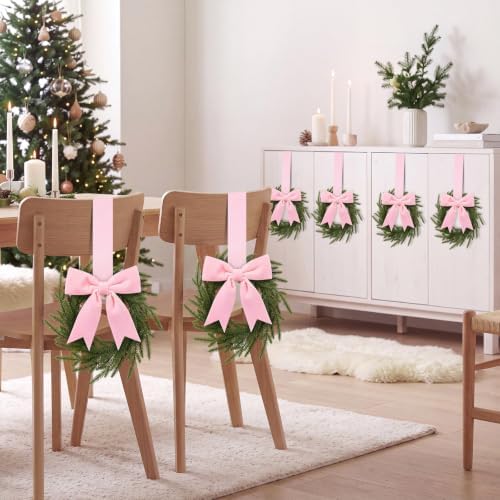 6 Pcs Christmas Pink Wreaths Kitchen Cabinet Decorations - Image 5